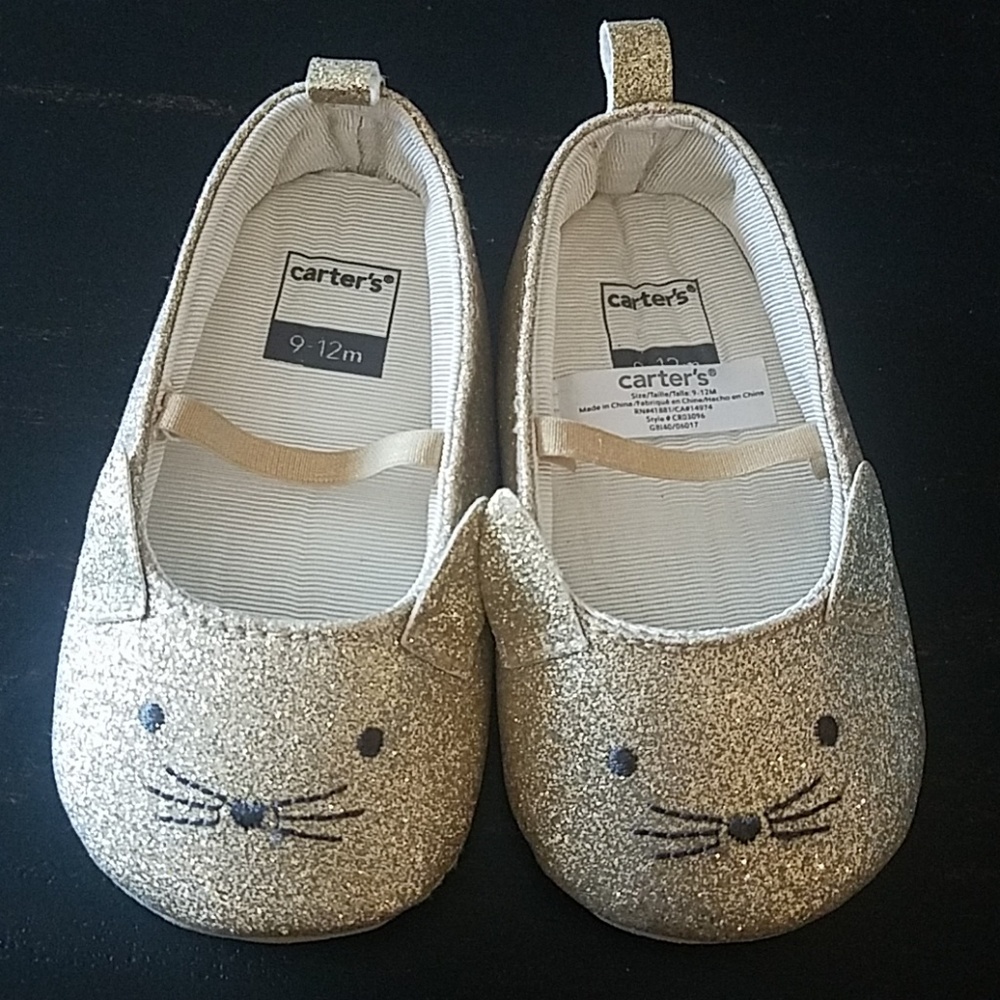 Carter's gold cat ballet slippers